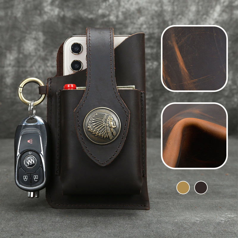 Icone™ BeltPouch: Multifunctioneel Leren Vintage Stijl Riem Buidel