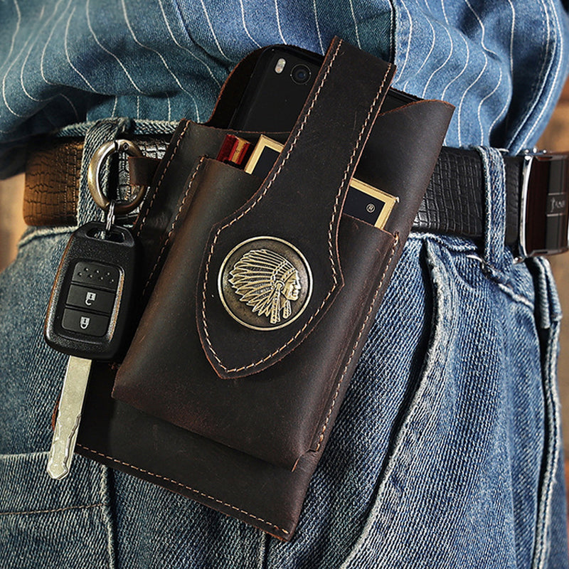 Icone™ BeltPouch: Multifunctioneel Leren Vintage Stijl Riem Buidel