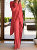 Icone™ ClassicSet: Klassieke Lange Mouw Met Chique Voorkant Spleet Top En Broek Set