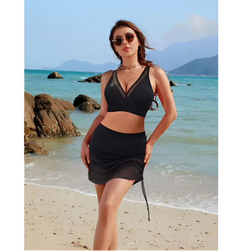 Icone™ BikiniSet: Comfortabele En Stijlvolle Mesh Zwemkleding 2-Delige Set