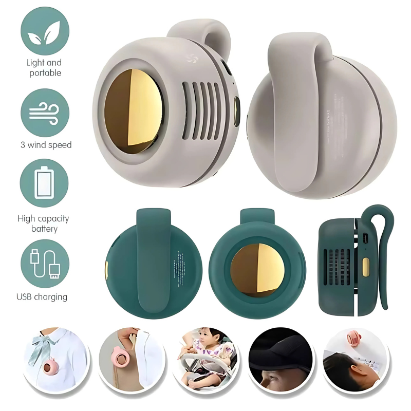 ClipFan - Mini Oplaadbare Nek En Taille Clip-on Ventilator