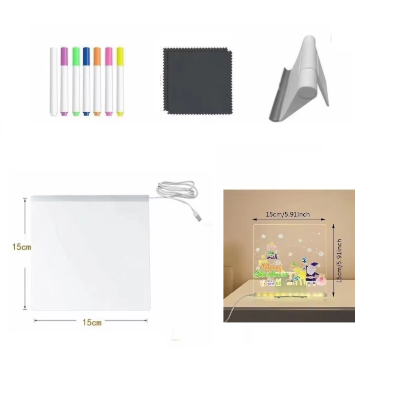 Kletshuts™ NoteBoard: LED-Lamp Acryl Notitie- En Tekenbord