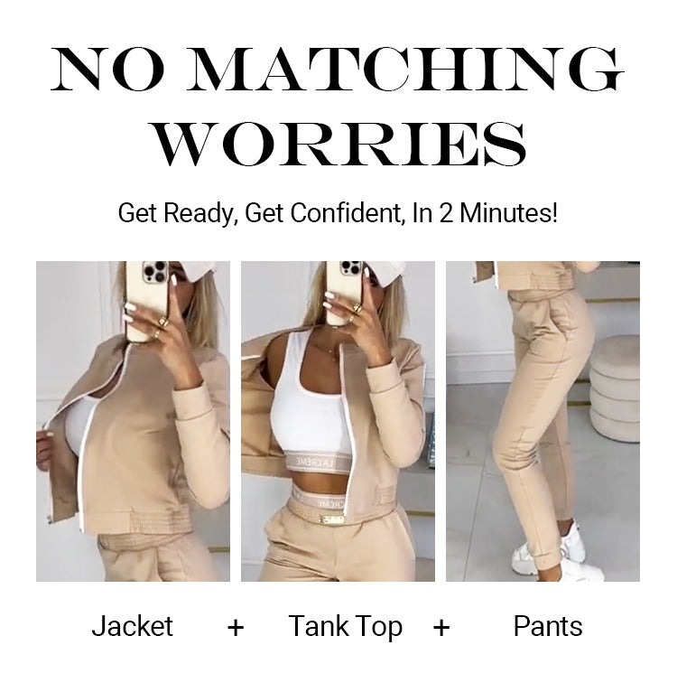Icone™ OutfitSet: Jas, Tanktop En Broek Casual Outfit Set Voor Dames