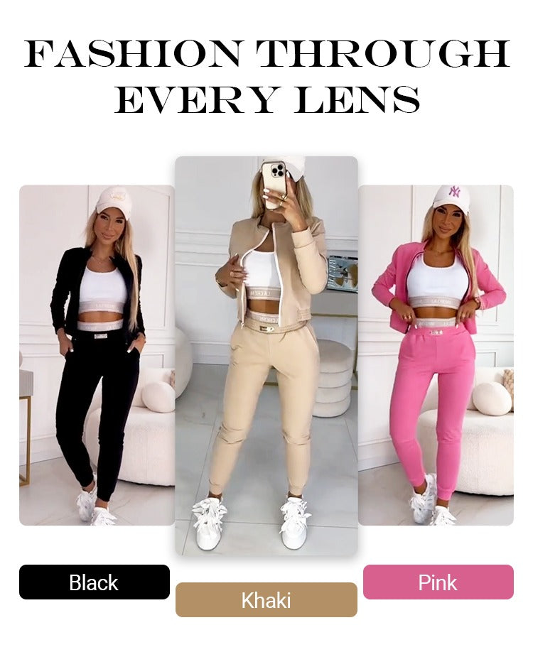 Icone™ OutfitSet: Jas, Tanktop En Broek Casual Outfit Set Voor Dames