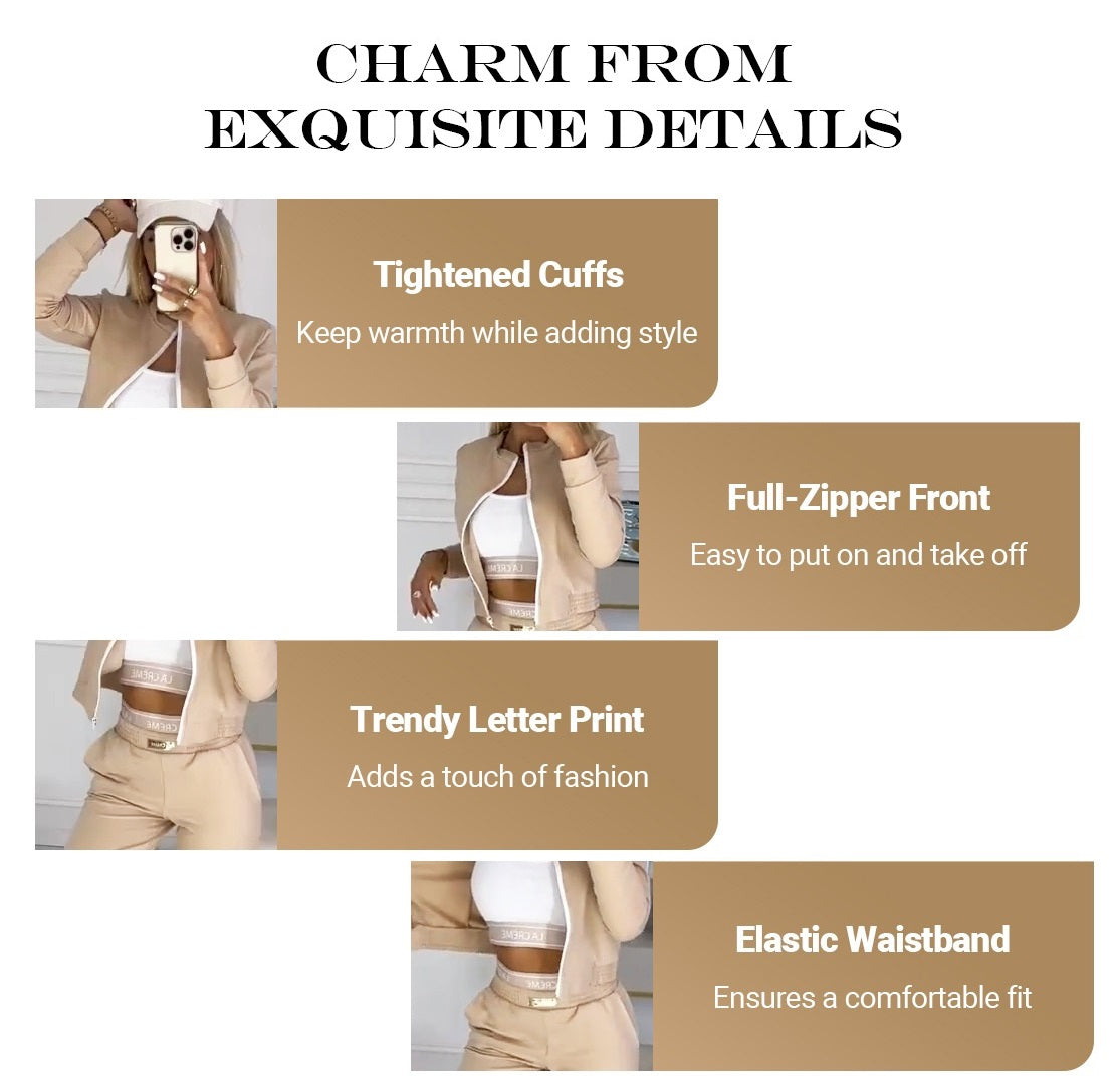 Icone™ OutfitSet: Jas, Tanktop En Broek Casual Outfit Set Voor Dames