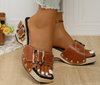 Happy™ ThickWedge: Stijlvolle Vierkante Neus Dik Sleehak Sandalen