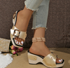Happy™ ThickWedge: Stijlvolle Vierkante Neus Dik Sleehak Sandalen