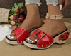 Happy™ ThickWedge: Stijlvolle Vierkante Neus Dik Sleehak Sandalen