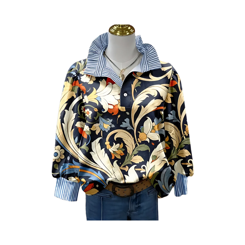 Icone™ FormalBlouse: Stijlvolle Lange Mouwen Unieke Print Formele Blouse
