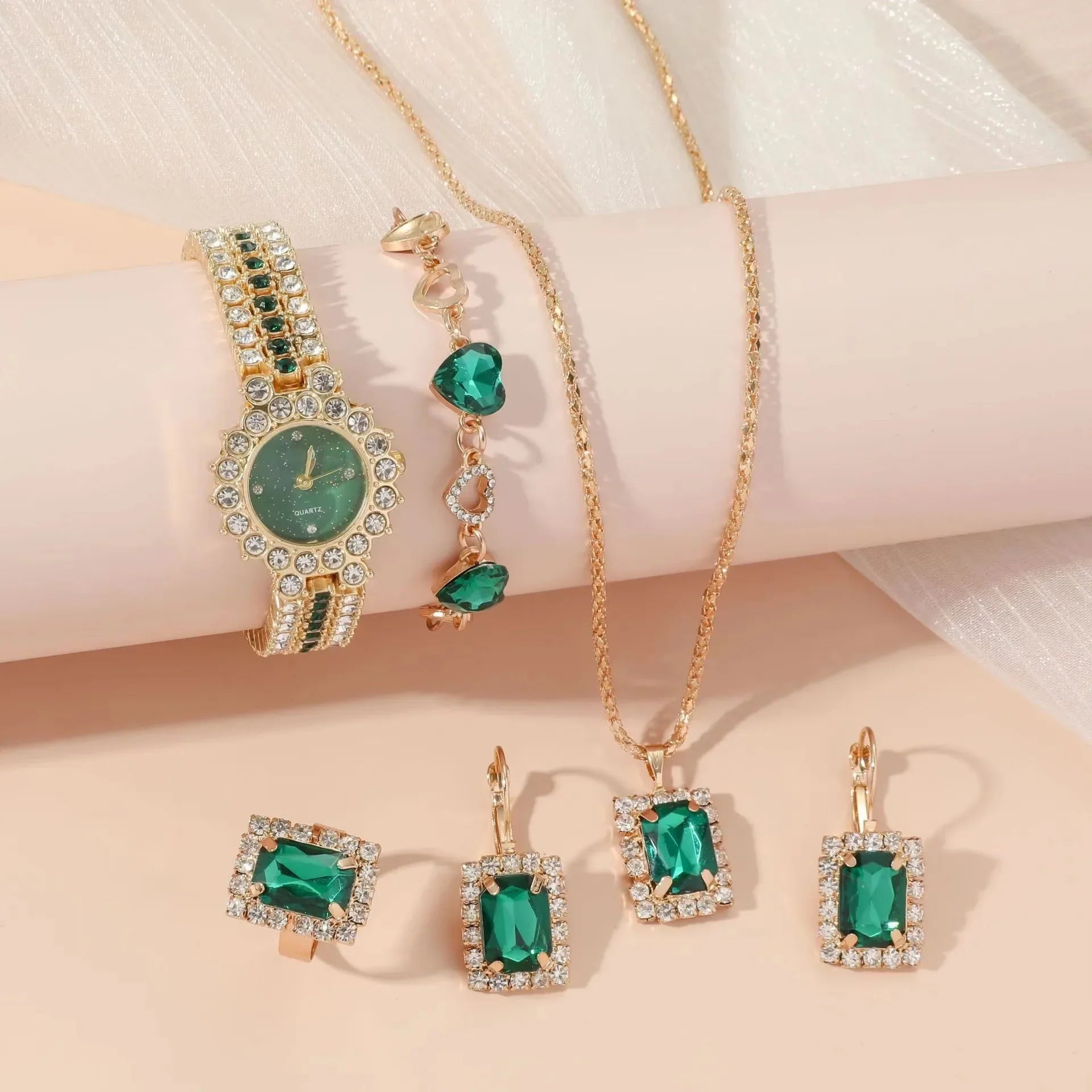 Jewelance™ JewelrySet: Mode Luxe Smaragd Groen Sieraden Set Cadeau Doos