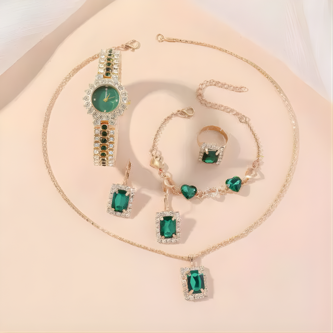Jewelance™ JewelrySet: Mode Luxe Smaragd Groen Sieraden Set Cadeau Doos