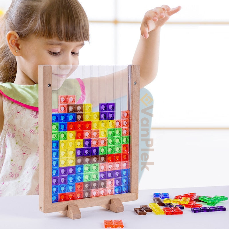 Kletshuts™ BrainyBlocks - 3D Tangram Houten Puzzel & Educatief Bordspel