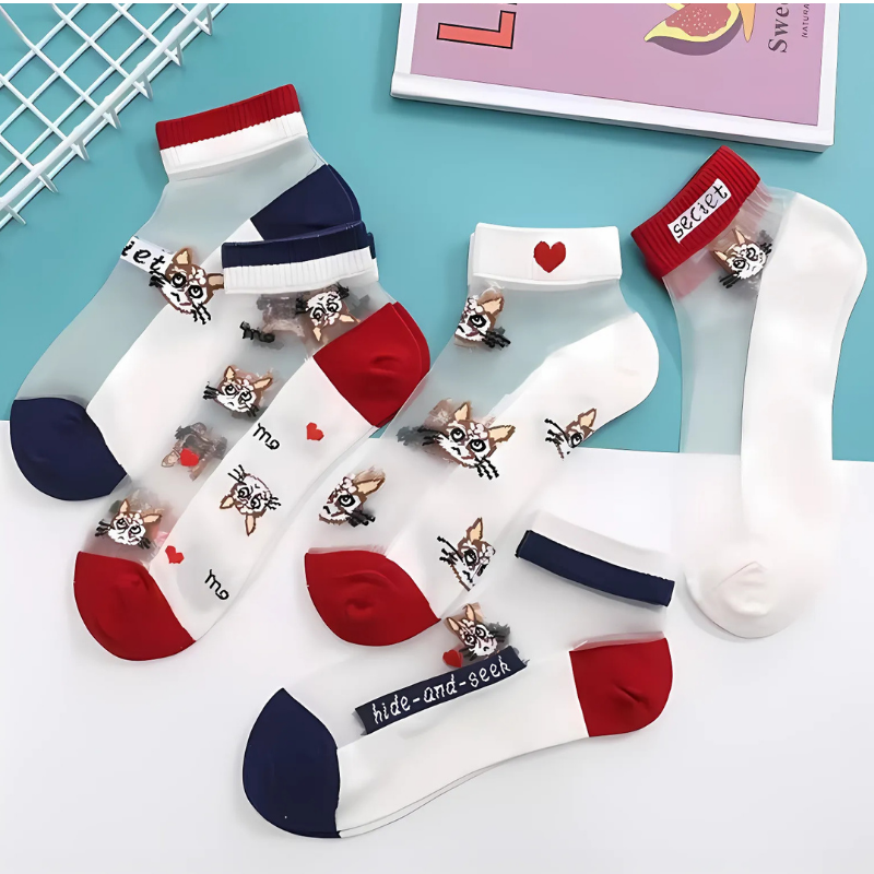 Happy™ MeshSocks: Ademend Comfortabel Leuk Ontwerp Mesh Enkelsokken
