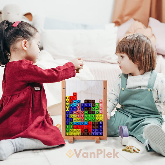 Kletshuts™ BrainyBlocks - 3D Tangram Houten Puzzel & Educatief Bordspel