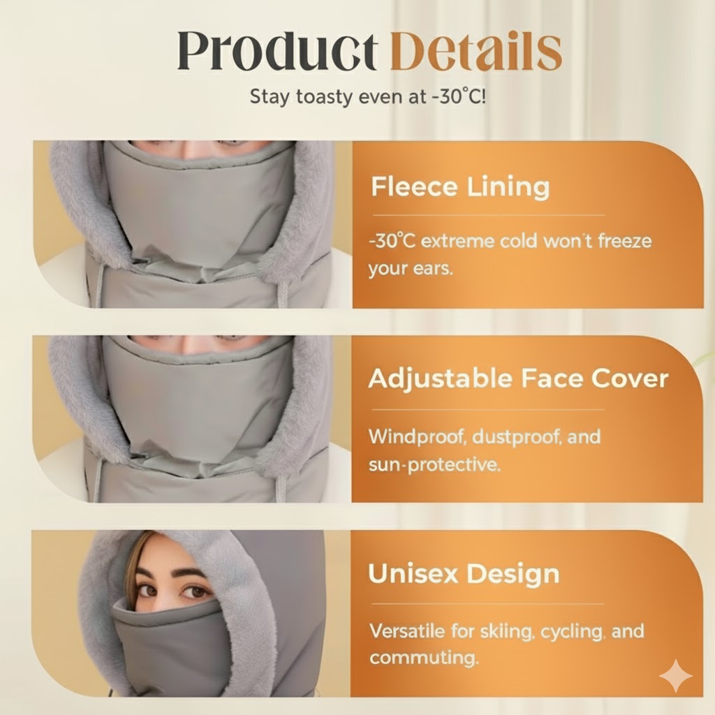 Icone™ WinterCover 1+1 GRATIS: Verstelbaar Warm Winddicht Winter Gezichtsbedekking Muts