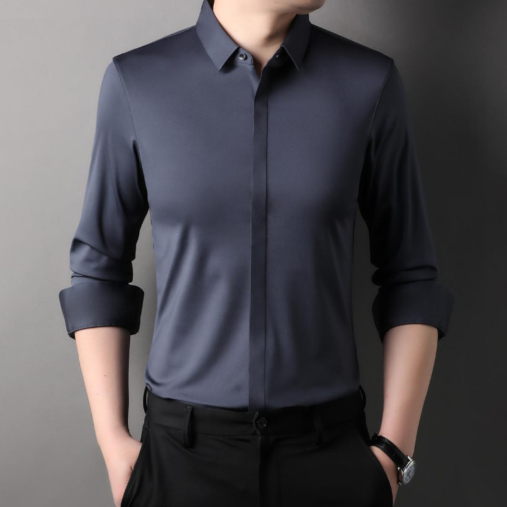 Icone™ StretchLongsleeve: Heren Kreukvrij Stretch Longsleeve