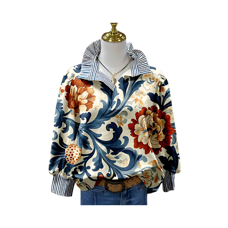 Icone™ FormalBlouse: Stijlvolle Lange Mouwen Unieke Print Formele Blouse