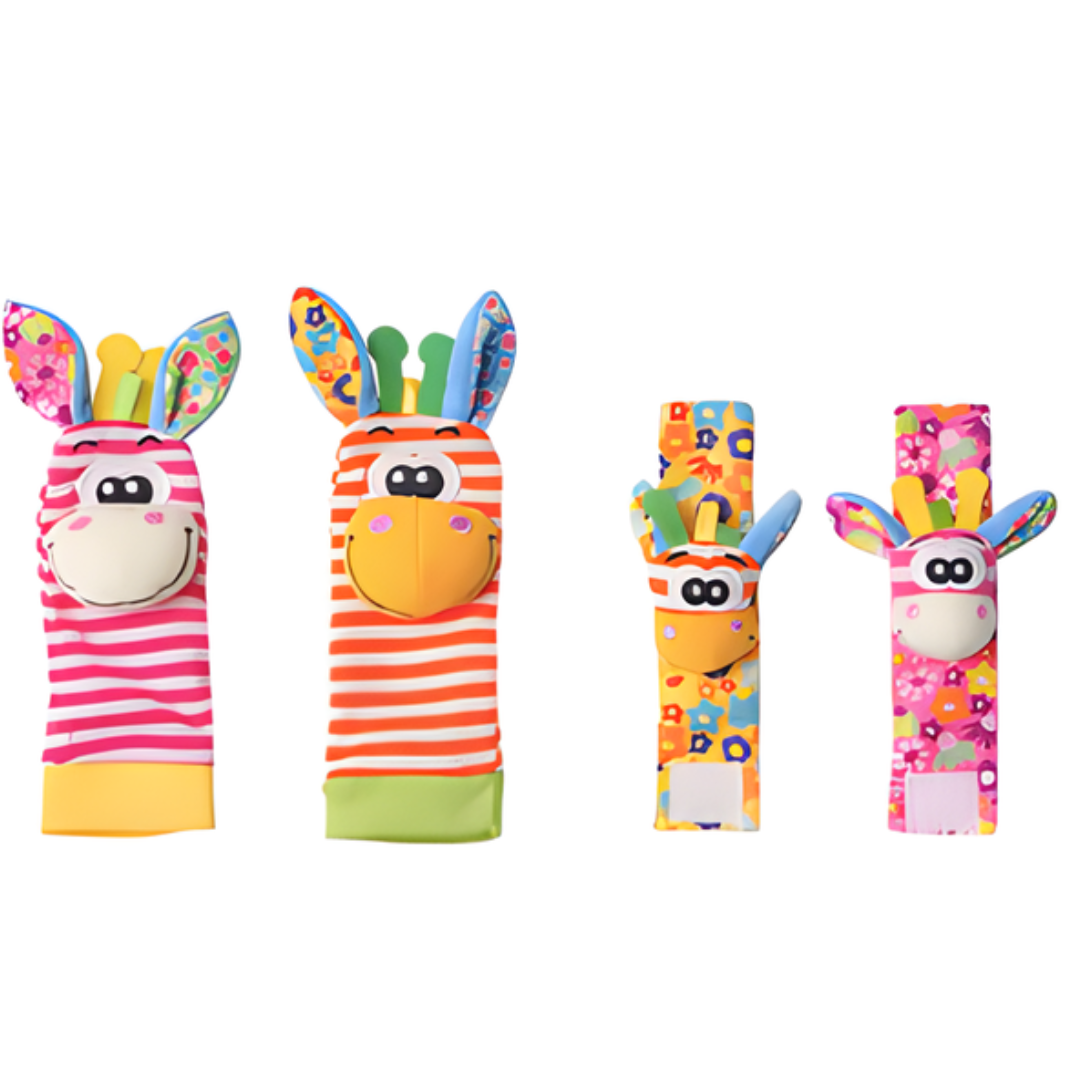 Kletshuts™ RattleToy 1+1 GRATIS: Zachte Dierlijke Baby Pols En Voet Sokke Rammelaa Speelgoed Set