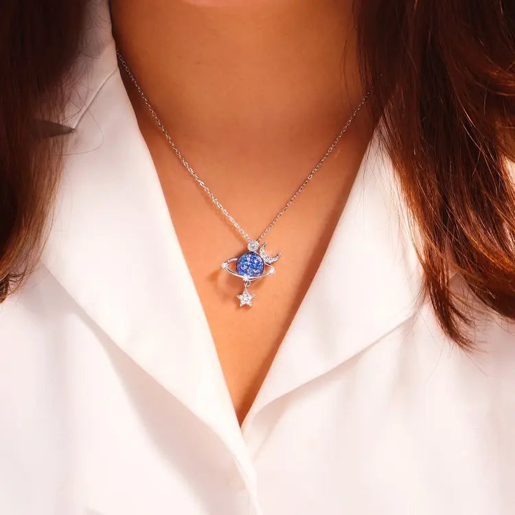 Jewelance™ MoonNecklace 1+1 GRATIS: Blauw Planeet Ster Maan Hanger Ketting
