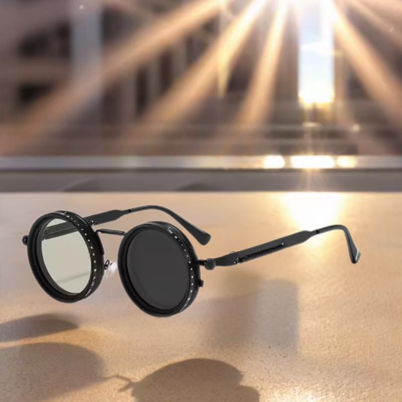 AdjustableSunglass: Fel Tot Weinig Licht Verstelbare Dimmende Zonnebril Met Etui