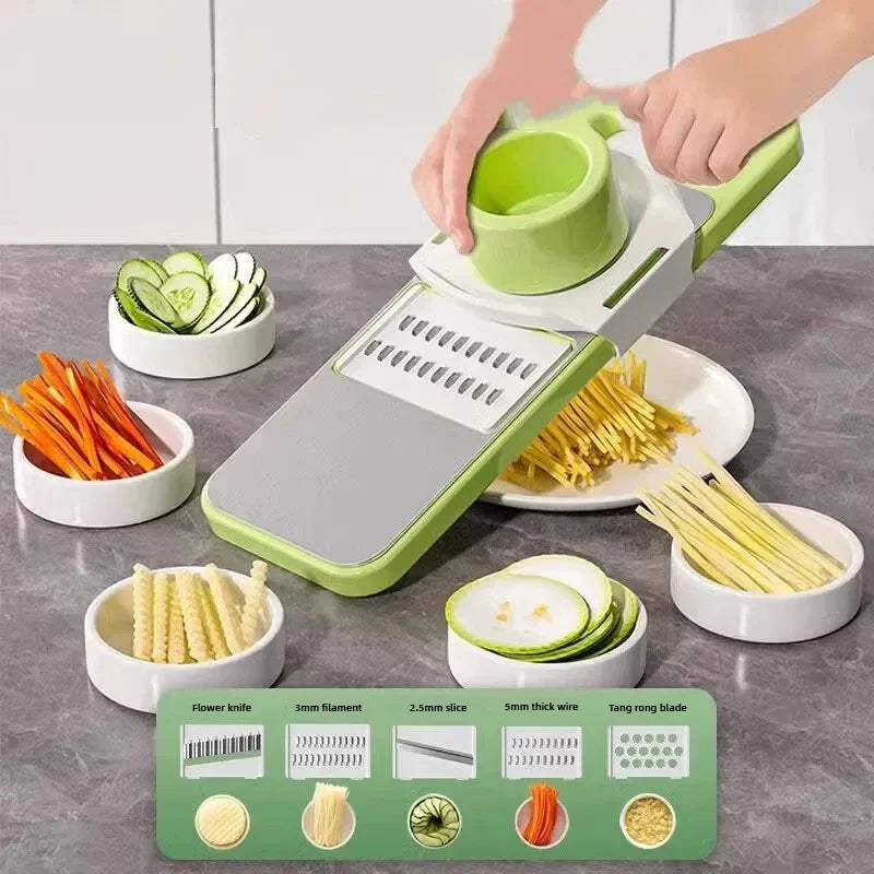 Globetrek° VeggieCutter: 5-In-1 Veilig Keuken Snijmachine Groente Snijder Set