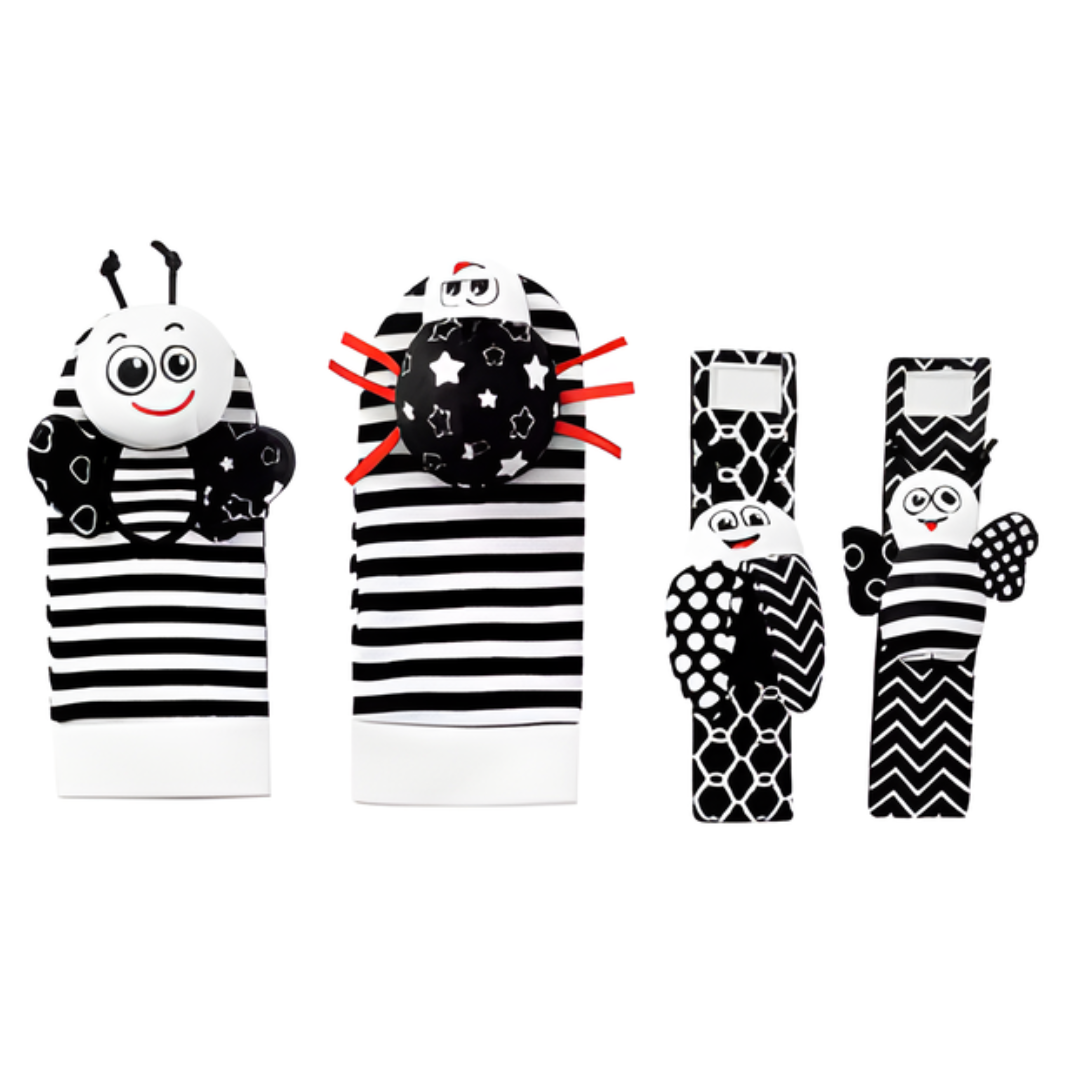 Kletshuts™ RattleToy 1+1 GRATIS: Zachte Dierlijke Baby Pols En Voet Sokke Rammelaa Speelgoed Set