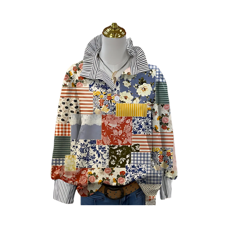 Icone™ FormalBlouse: Stijlvolle Lange Mouwen Unieke Print Formele Blouse