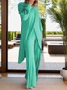 Icone™ ClassicSet: Klassieke Lange Mouw Met Chique Voorkant Spleet Top En Broek Set