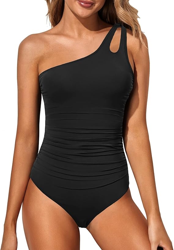 Icone™ StylishSwimsuit: Zijband Eén Schouder Stijl Curve Pasvorm Badpak