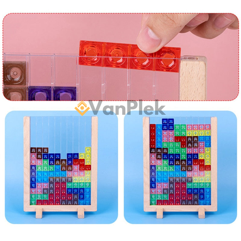 Kletshuts™ BrainyBlocks - 3D Tangram Houten Puzzel & Educatief Bordspel