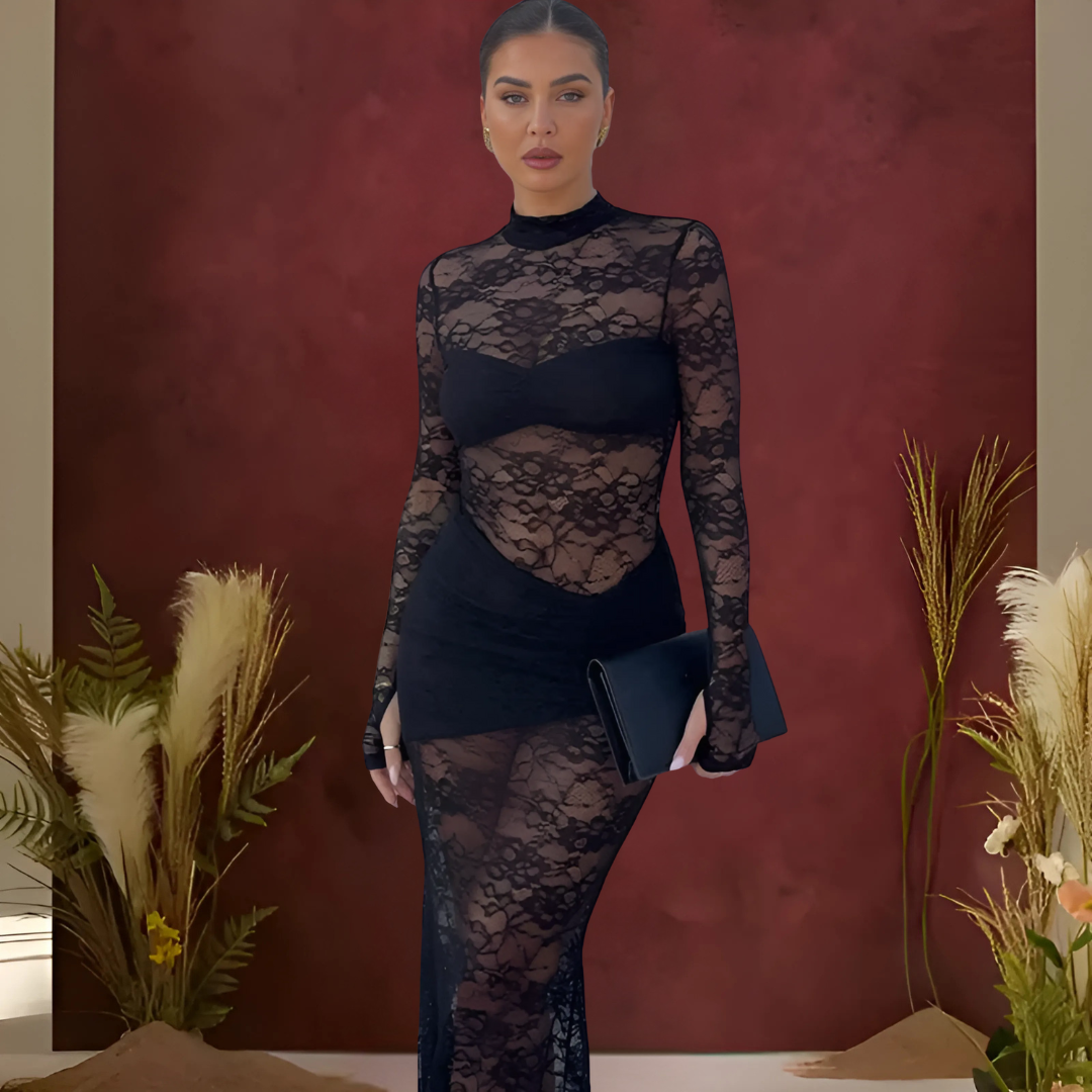Icone™ LaceDress: Sexy Fit Comfortabel Rond Hals Kanten Jurk