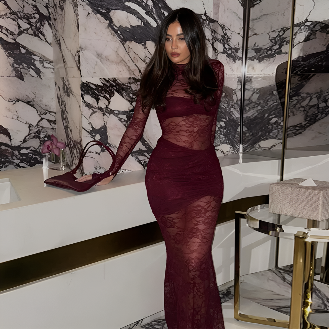 Icone™ LaceDress: Sexy Fit Comfortabel Rond Hals Kanten Jurk