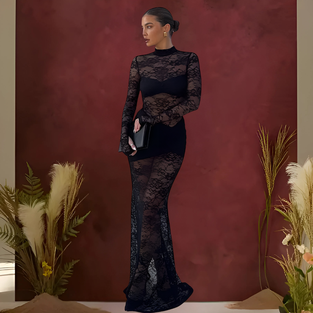 Icone™ LaceDress: Sexy Fit Comfortabel Rond Hals Kanten Jurk