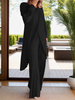 Icone™ ClassicSet: Klassieke Lange Mouw Met Chique Voorkant Spleet Top En Broek Set