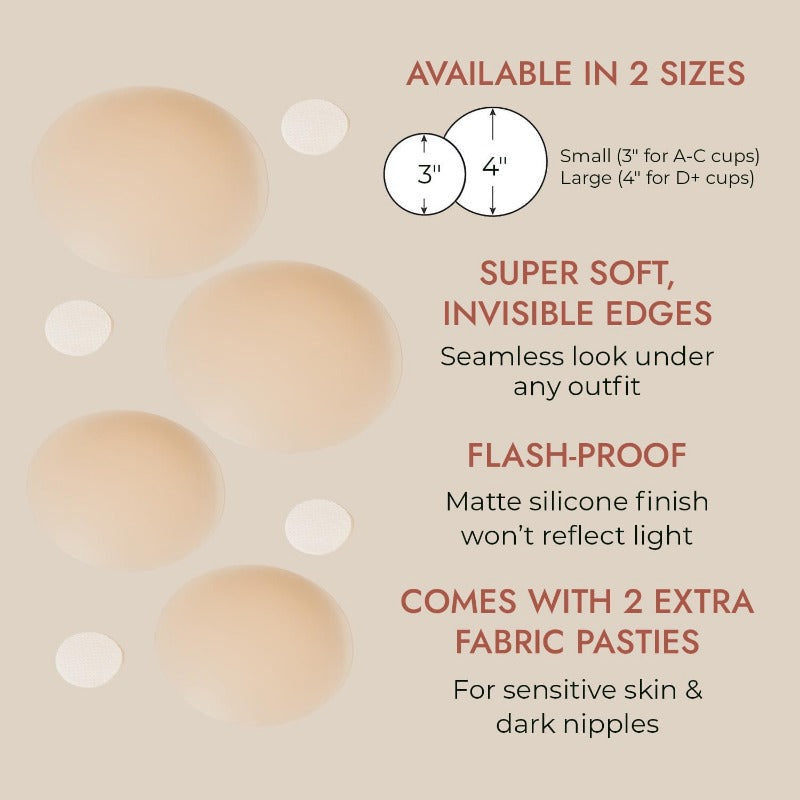 Icone™ NippleCover 1+1 GRATIS: Dunne Matte Siliconen Klevende Tepelcovers
