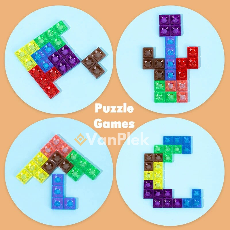 Kletshuts™ BrainyBlocks - 3D Tangram Houten Puzzel & Educatief Bordspel