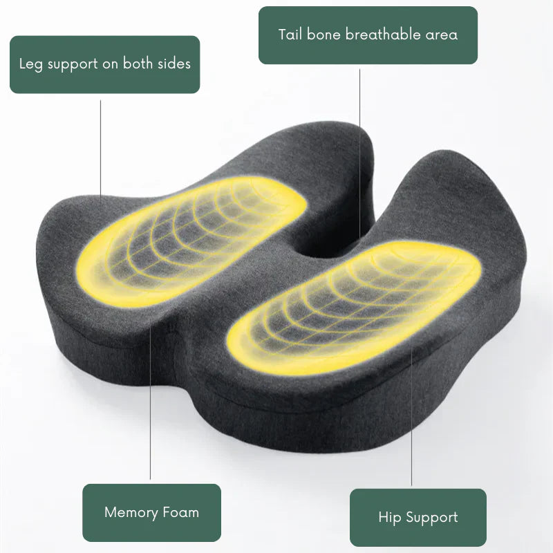 SeatRelief - Geheugen Schuim Coccyx Ontlastin Zitting Kussen