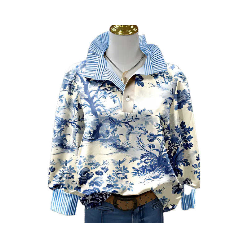 Icone™ FormalBlouse: Stijlvolle Lange Mouwen Unieke Print Formele Blouse