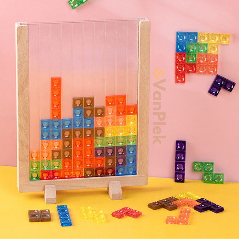 Kletshuts™ BrainyBlocks - 3D Tangram Houten Puzzel & Educatief Bordspel