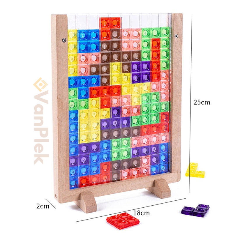 Kletshuts™ BrainyBlocks - 3D Tangram Houten Puzzel & Educatief Bordspel