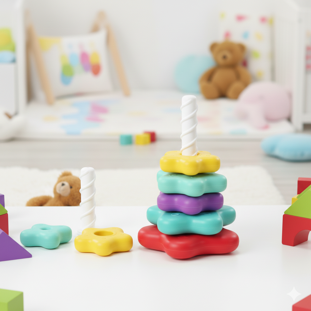 Kletshuts™ StackingToy: Regenboog Toren Wiel Stapelen Speelgoed Zintuiglijk Leren