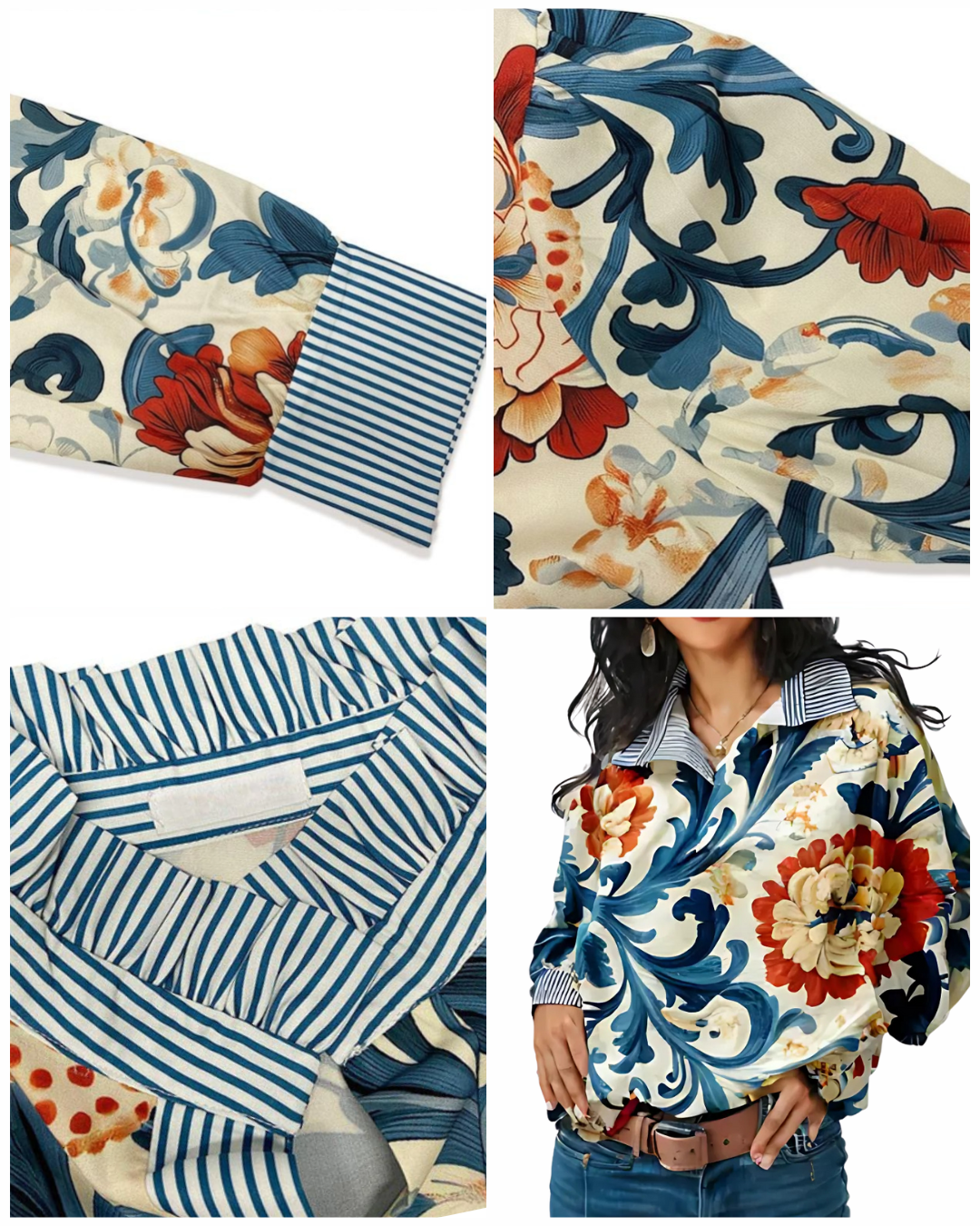 Icone™ FormalBlouse: Stijlvolle Lange Mouwen Unieke Print Formele Blouse