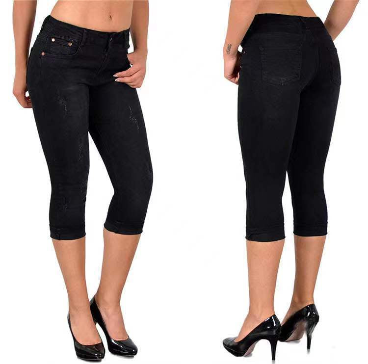 Icone™ KneeDenim: Rekbaar Stijlvolle Knielange Denim Broek