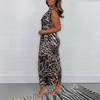 Icone™ SlitDress: Diepe V-Hals Elegante Dieren Print Spleet Jurk