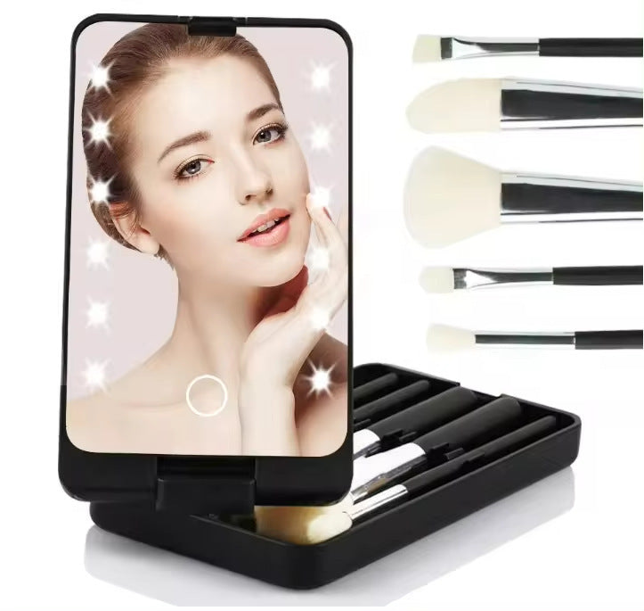 GlowBrushes - Oplaadbare LED Licht Reizen Make-up Borstel Set