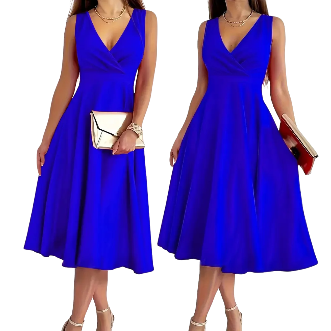 Icone™ ElegantDress: V-Hals Dames Elegante Jurk Met Riem