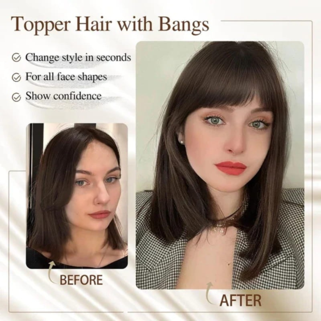 Rose® WigBangs 1+1 GRATIS: Naadloze Pruik Met Natuurlijk Ogende Bangs Uitbreidingen
