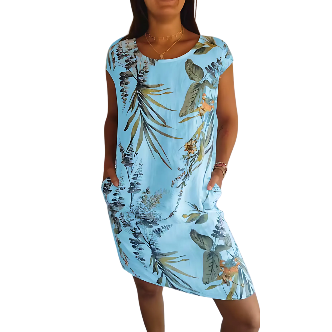 Icone™ CasualDress: Natuur Print Ronde Hals Casual Jurk