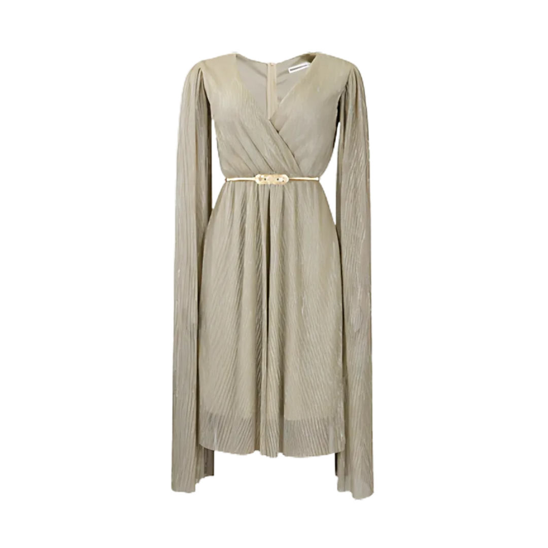 Icone™ ElegantDress: V-Hals Dames Elegante Jurk Met Riem