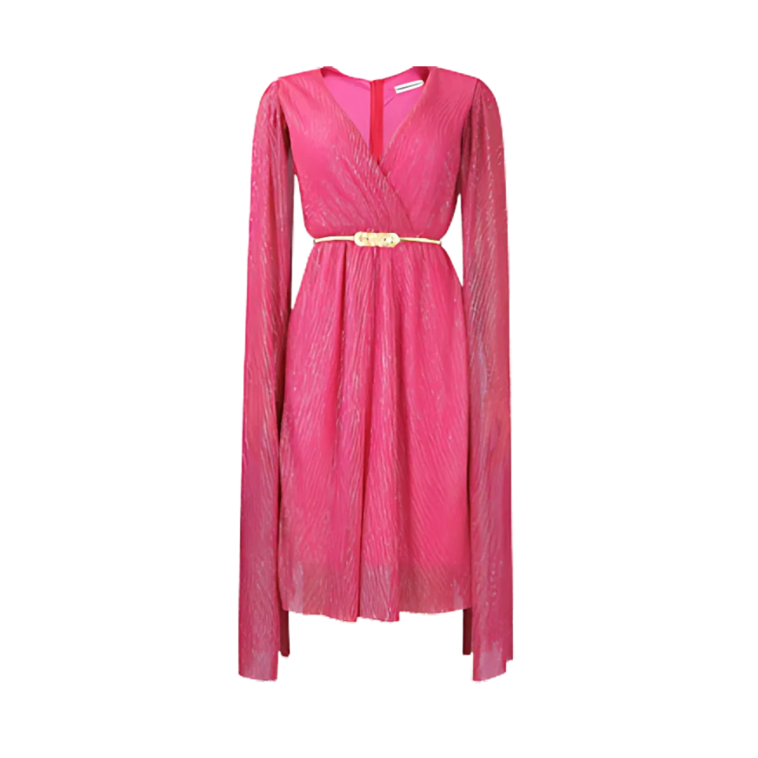 Icone™ ElegantDress: V-Hals Dames Elegante Jurk Met Riem